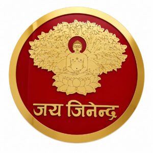 Jai Jinendra Premium Acrylic Wall Decor | Jain Religious Wall Decoration | 8 × 8 Inch